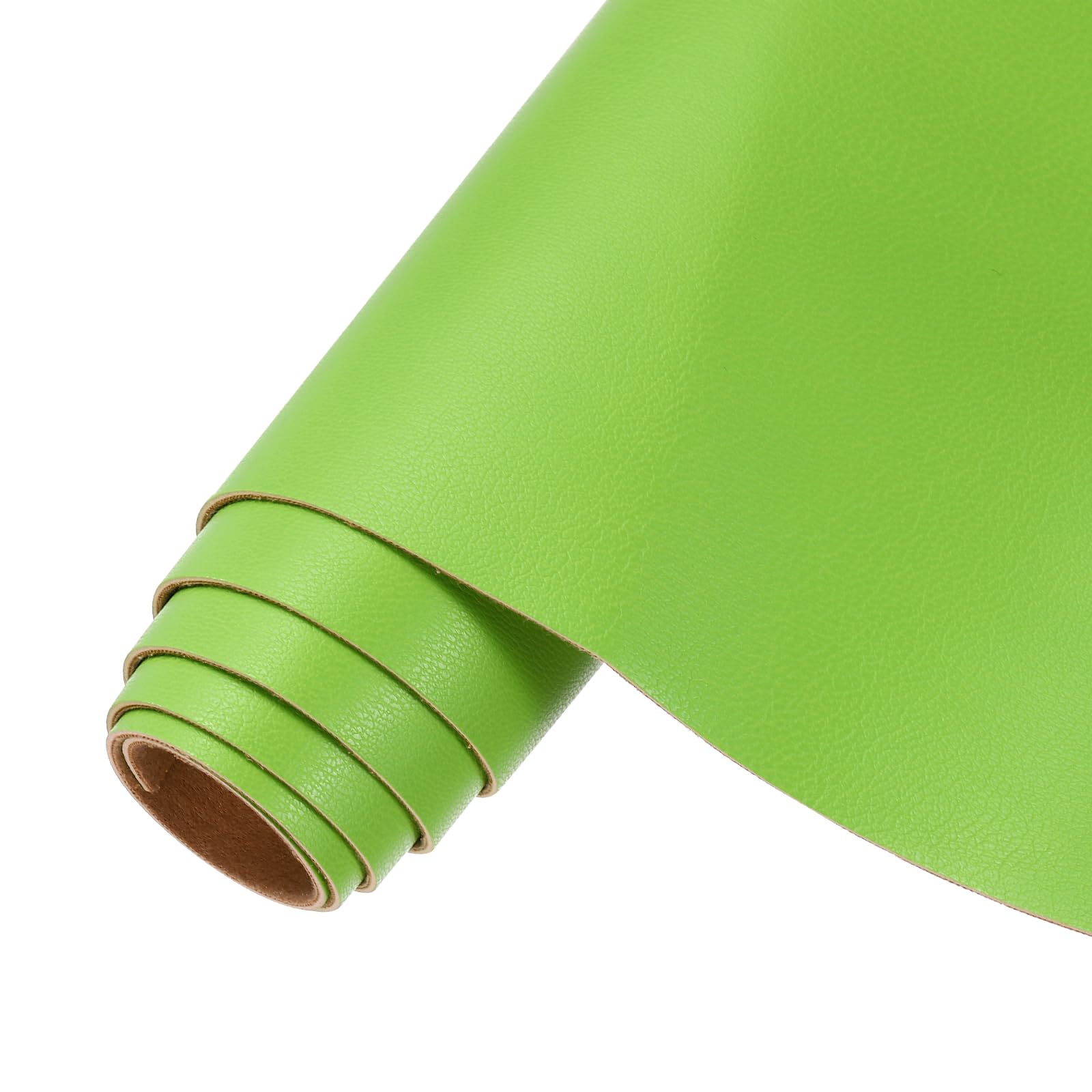 sourcing map Faux Leather Sheets, 12x53 Inch (30x135cm) Smooth Solid PU Leather Fabric Roll for DIY Handmade Craft Sewing Bowing Earrings, Grass Green/Apricot