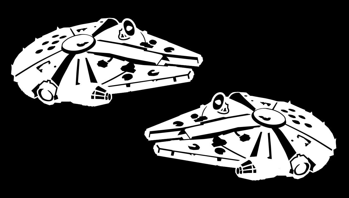 3.5in. Millennium Falcon 2-Pack Decal Vinyl Sticker Graphics|UR Impressions|for Cars Trucks SUV Vans Walls Windows Laptop|White|3.5 X 2 inch|URI538