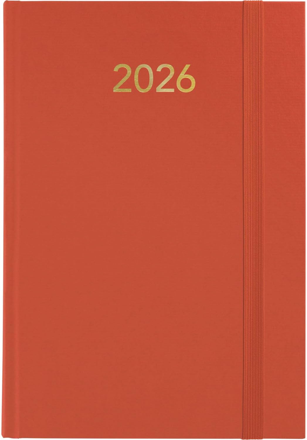 Grafoplas 2026 Year Planner, Day to a Page, Florence, Orange, 14.5 x 21 cm, Padded Vinyl Cover, Vertical Closure, Reading Point, Annual, Perfect for Office Organization