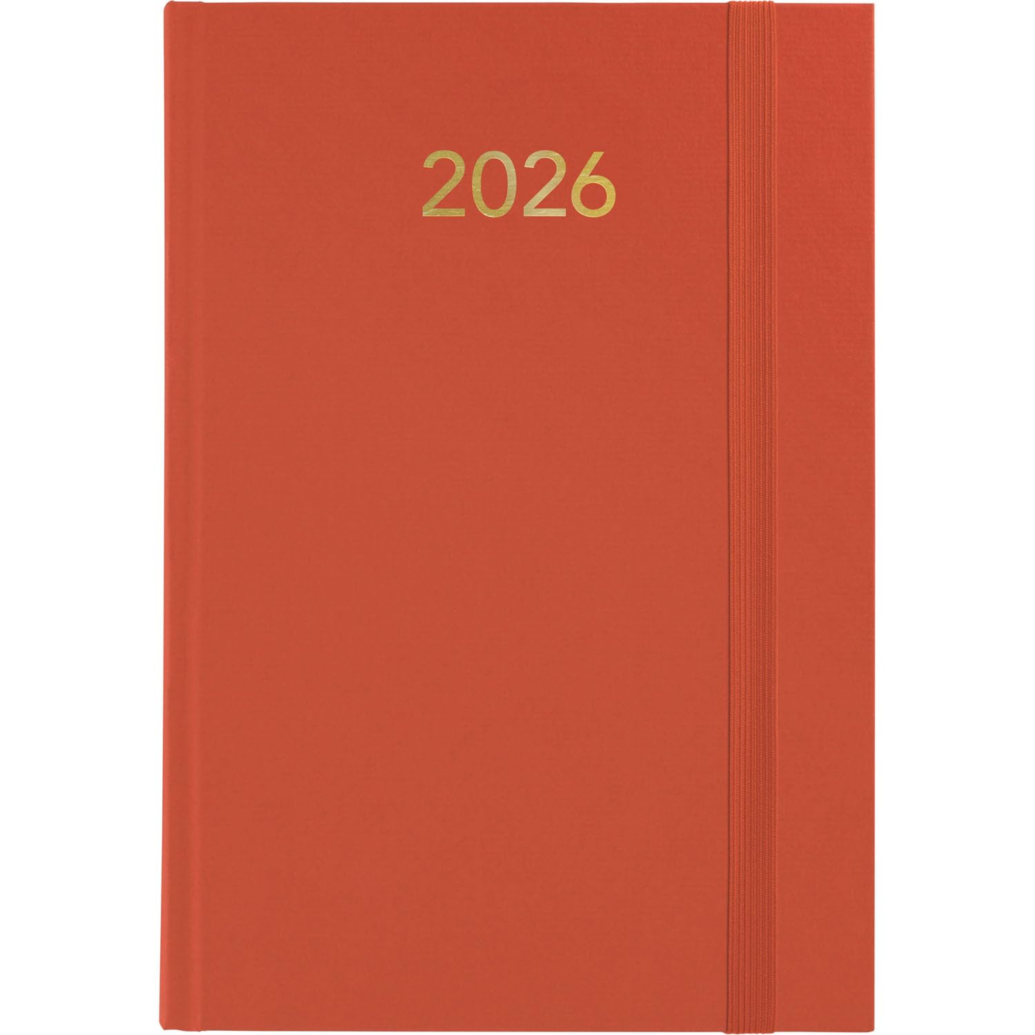 Grafoplas - 2026 Florence Day Page Annual Agenda, Orange, 14.5 x 21 cm, Vinyl Padded Covers, Vertical Closure Rubber, Reading Point, Annual, Perfect for Office Organization