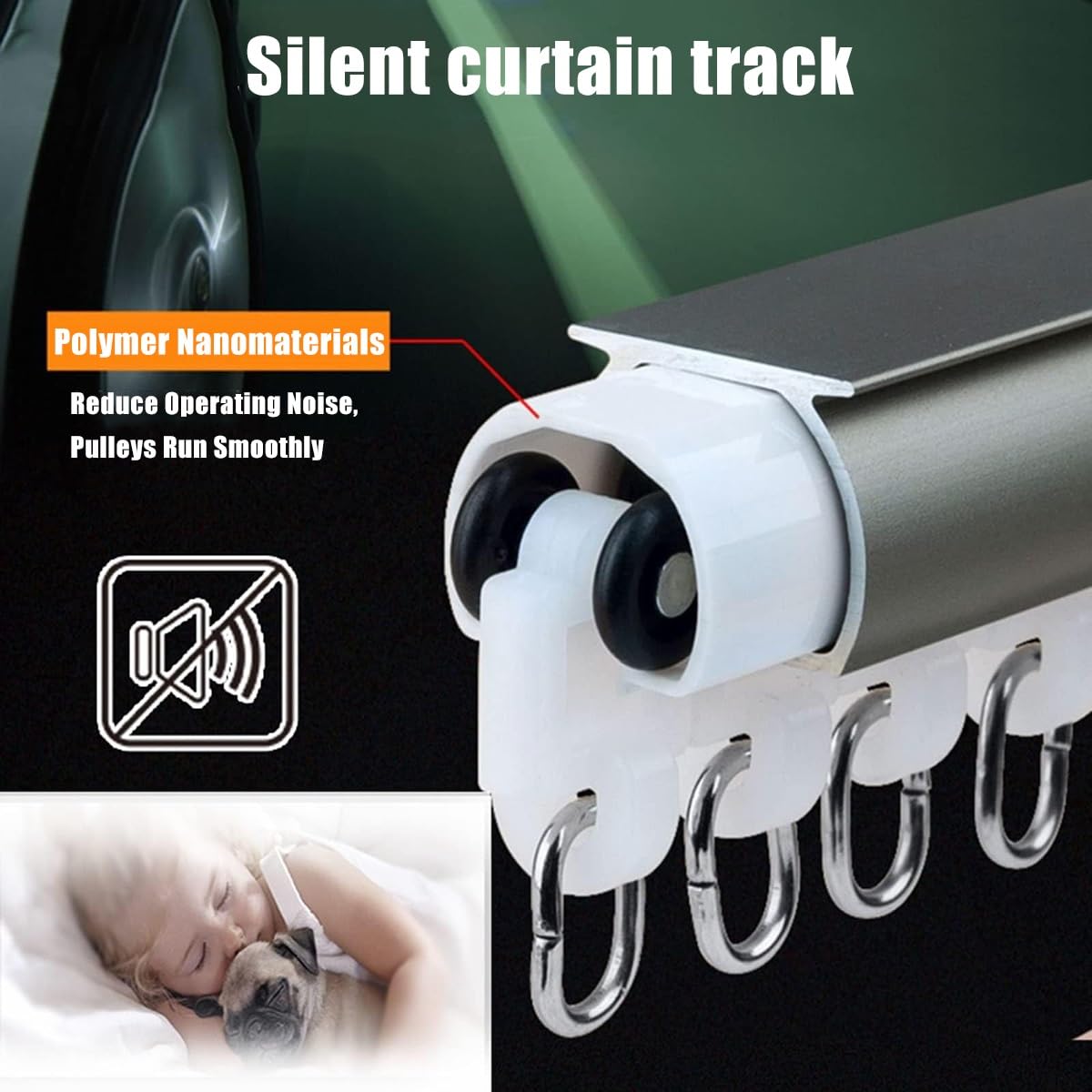 Aluminiowy system podwójnych gąsienic - uchwyt ścienny/sufitowy do salonu, sypialni, kabiny prysznicowej - 4,0 m (13,1 ft) białe pręty i szyny
