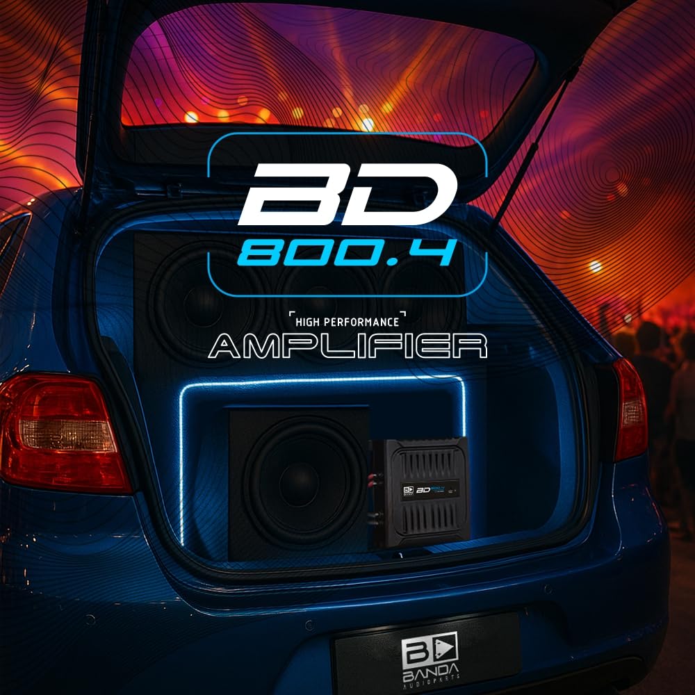 Banda Audioparts BD800.42OHM 800 W 4-kanałowy 2 omy pełny zakres samochodowy wzmacniacz audio 4 x 200 W Rms 4 omy mostkowany - czarny