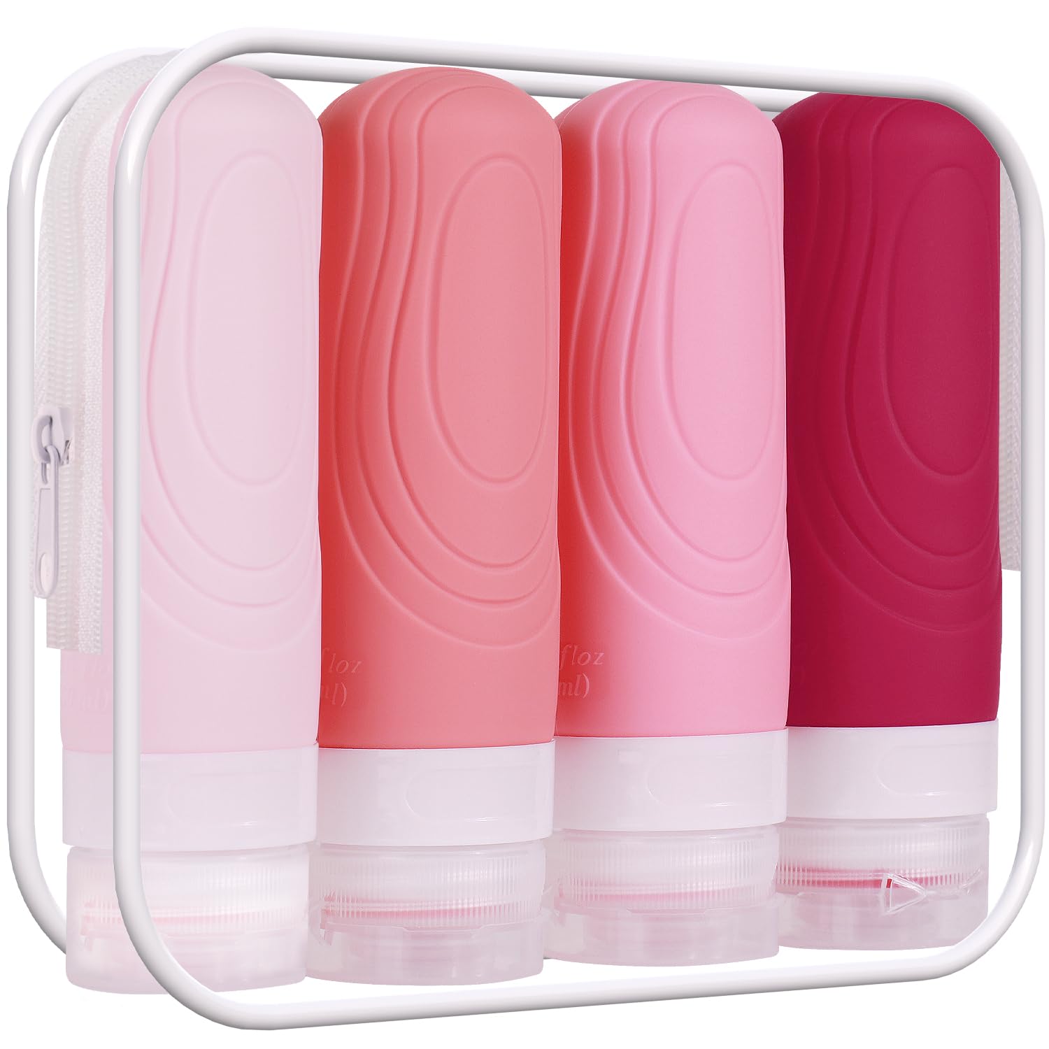 GLAMFIELDS TSA Approved Travel Bottles for Toiletries 3oz Size Leak Proof Silicone Containers for Shampoo Conditioner Easy to