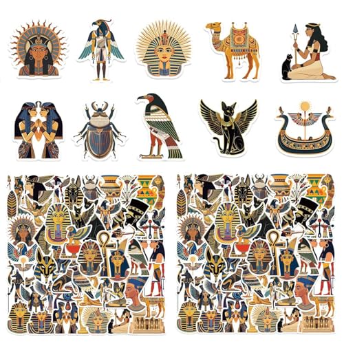 COACOM 100 Autocollants Égyptiens, Dessins Animés Créatifs, Autocollants Auto-Adhésifs, Décoration De Bricolage De Bricolage Drôle.