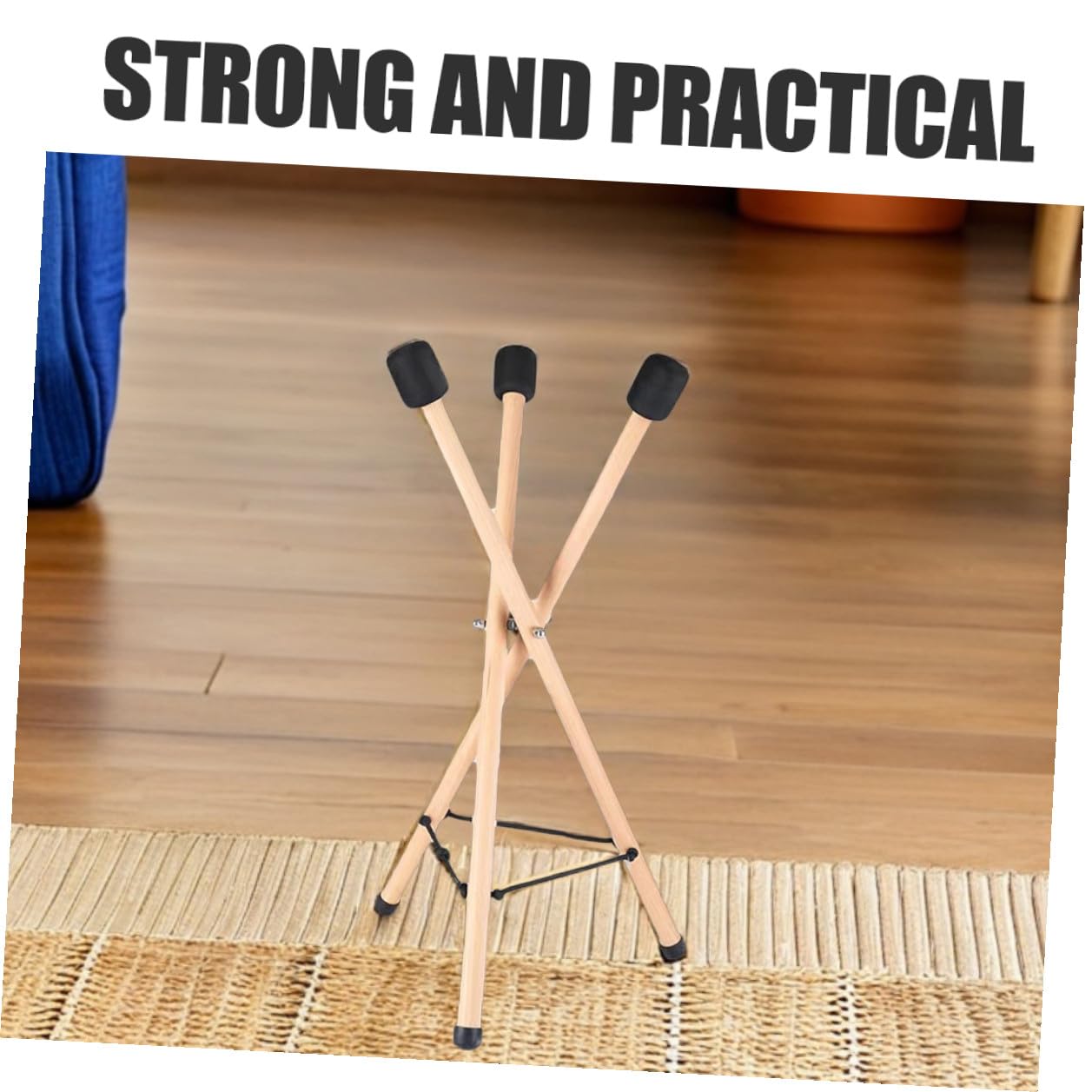 SHOWERORO Supporto Professionale in Legno Per Tamburo a Mano e Tamburo a Lingua, Treppiede Pieghevole Stabile Regolabile Per Strumenti a Percussione, Espositore Portatile Per Handpan