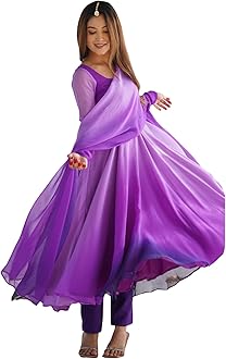 GoSriKi Women's Georgette Anarkali Kurta Set with Dupatta | Elegant Pink Ethnic Dress | Flared Long Kurti for Festive