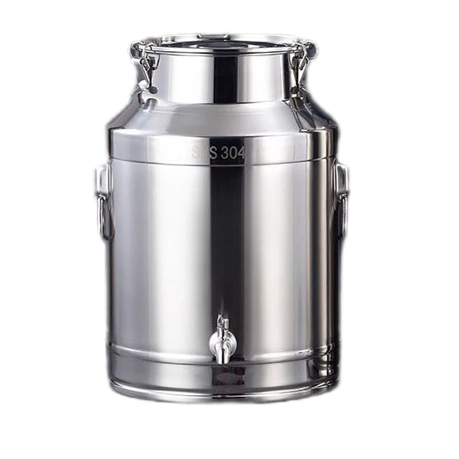 AYCDL 304 Stainless Steel Bucket with DC Faucet and High Elastic Buckle, Stainless Steel Milk Transport Cans Pail, for Milk/Oil//Soup Storage,48L