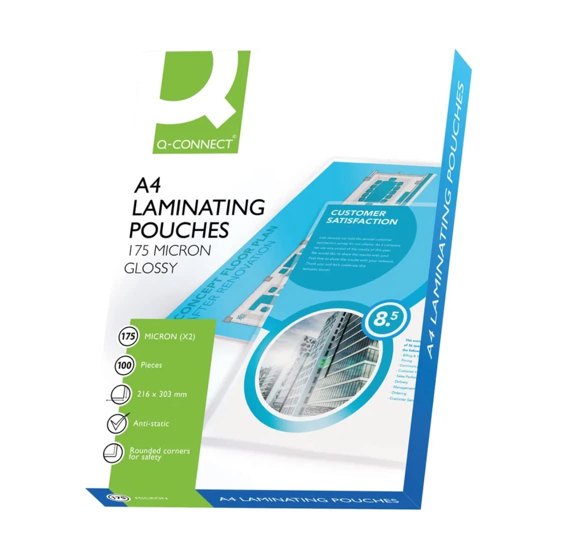 Q-Connect Bolsas laminadoras resistentes de 2 x 175 micras (paquete de 100) KF11342