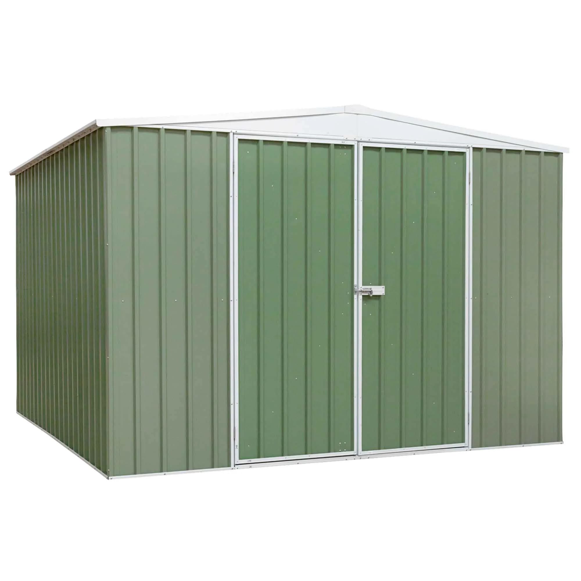 Dellonda Galvanised Steel Metal Garden/Outdoor/Storage Shed, 10FT x 10FT, Apex Style Roof - Green - DG116