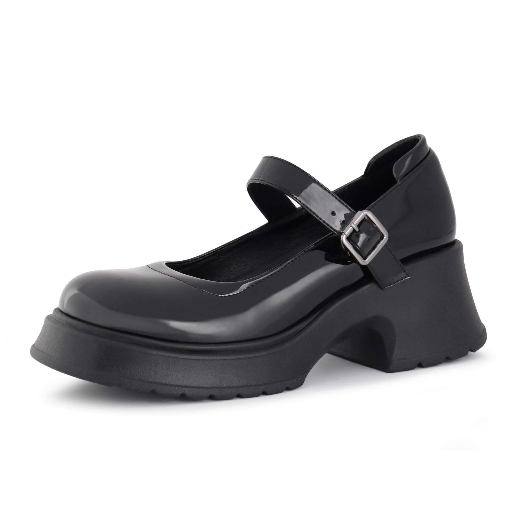 GemialleWomen's Mary Janes Platform Chunky Block Heels Work Wedding Shoes Ankle Strap Gothic Lolita Oxfords Classic Comfortable Uniform Dress Shoes