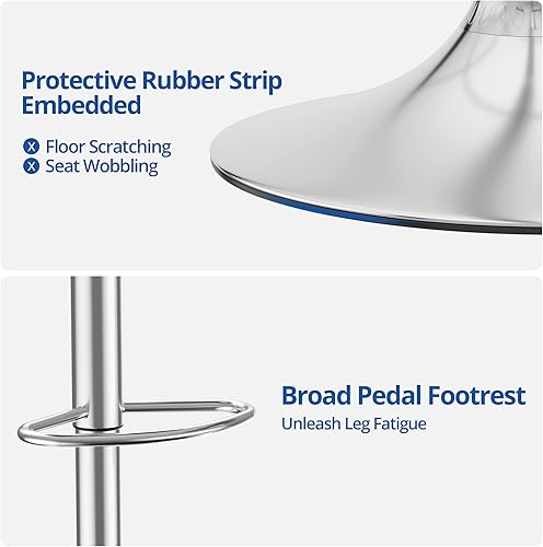 Miniatura 7 de Cozy Castle Juego de 2 taburetes de bar, taburetes ajustables para encimera de cocina, taburete de bar giratorio con respaldo, silla de bar de