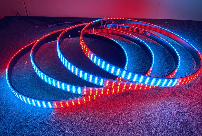 Sando Tech 15.5'' Quad Row RGB Dream Chase Rim Lights for Car Truck Led Wheel Lights Bluetooth/Remote Ctrl Black Base Sturdy Iron Rings Flowing Music w/Turn Signal,Brake,Lock Offroad Lighting