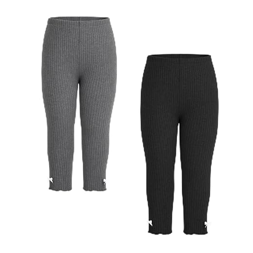 Kit 2 Leggings Infantil Menina Canelada Laço Fru-frú Básica