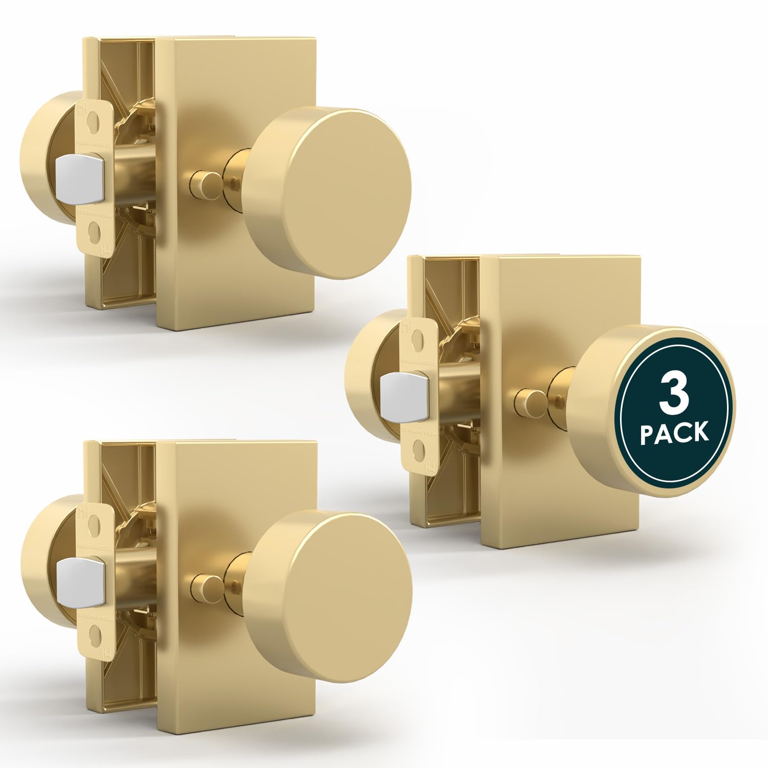 Gold Privacy Door Knobs with Lock - Mega Handles -18