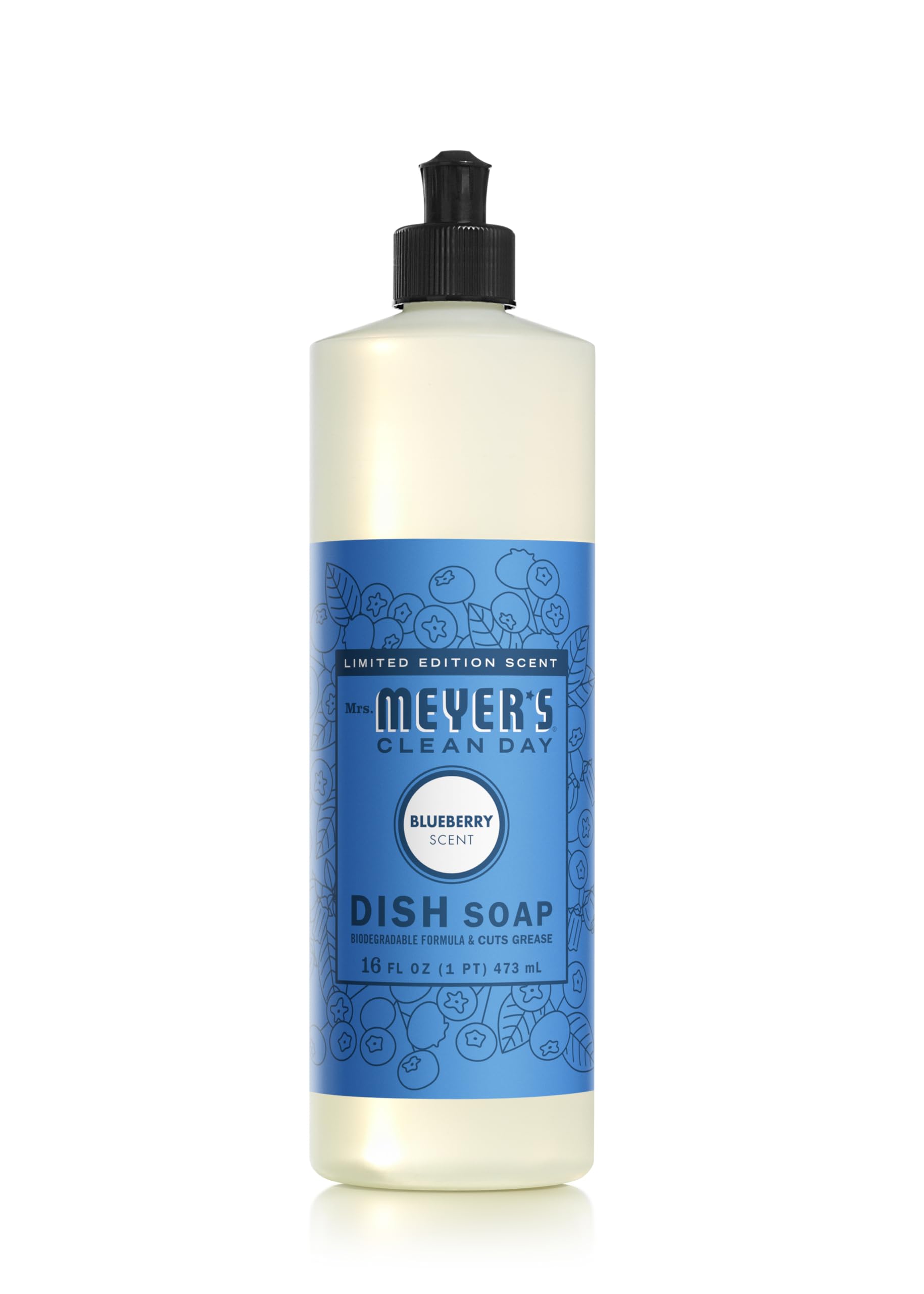 Mrs MEYERS Clean Day Liquid Dish Soap Blueberry Scent 16 Ounce Bottle