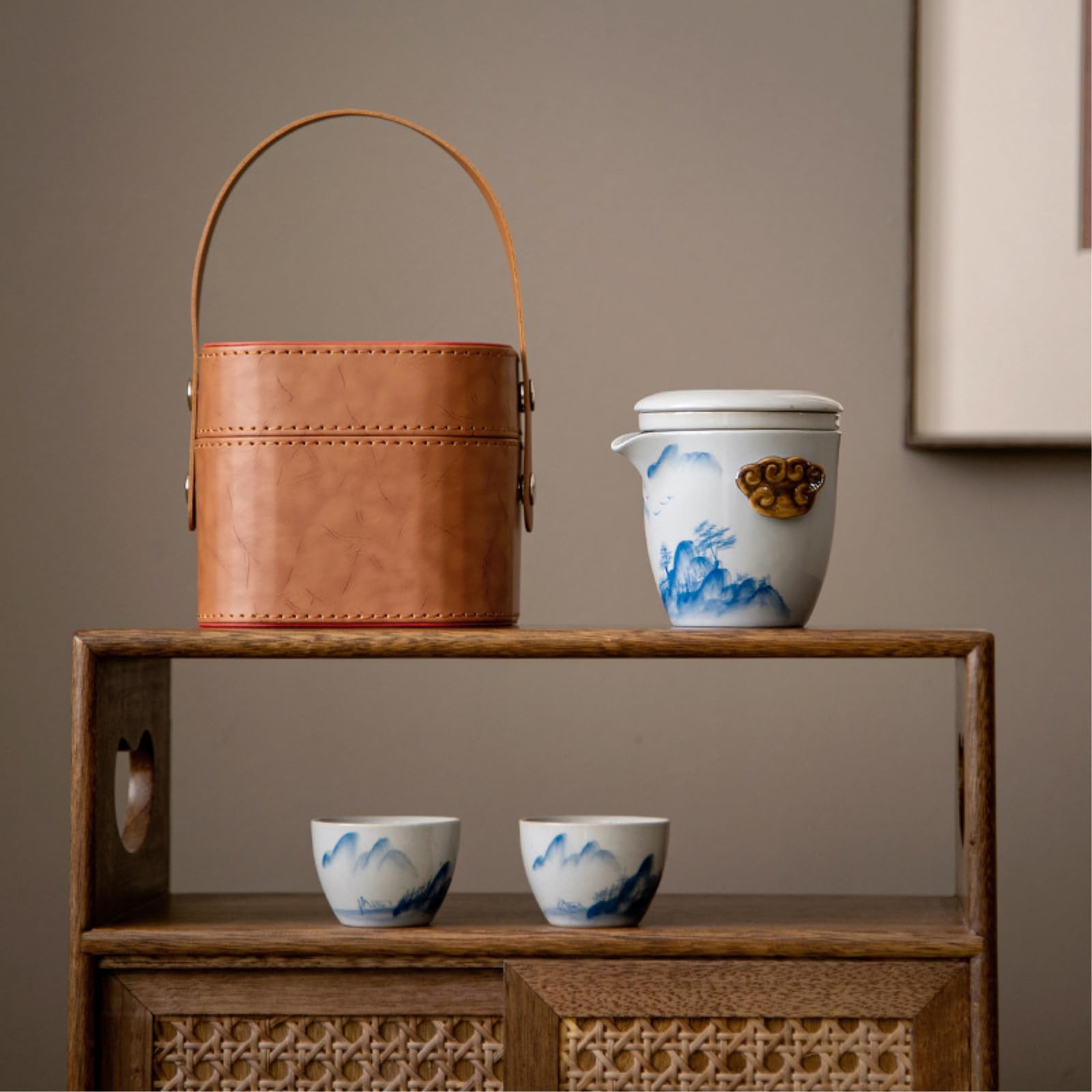 Té con filtro de cerámica, una olla de dos tazas para el hogar, exquisita personalidad y paisaje práctico