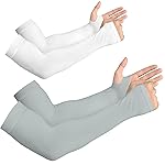 YESLIFE 2 Pairs UV Sun Protection Arm Sleeves for Men & Women - Tattoo Cover Up - UPF 50 Cooling Sports Sleeve for Basketball Golf Running (White & Gray)