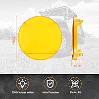 Vista 4 de Auxbeam Cubierta de luz todoterreno de 7 pulgadas, cubiertas protectoras redondas ámbar, lente de policarbonato de plástico amarillo para conducción