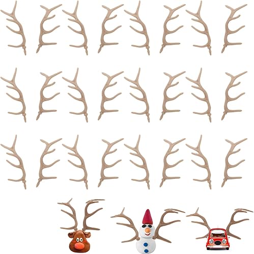 Angoily Cuernos de reno, 24 cuernos falsos para manualidades, manualidades de brazo de muñeco de nieve de Navidad, adorno decorativo de plástico