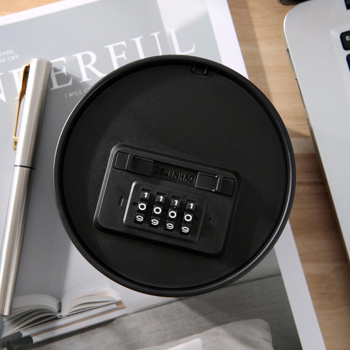 Key Lock Box Secure, 4 Digit Resettable Wall Mounted, Outdoor Hidden Key Safe Black