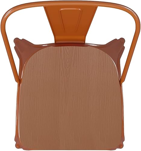 Miniatura 8 de Flash Furniture Perry - Silla apilable comercial para interiores y exteriores con asiento de poliestireno, marco de metal naranja, asiento de resina