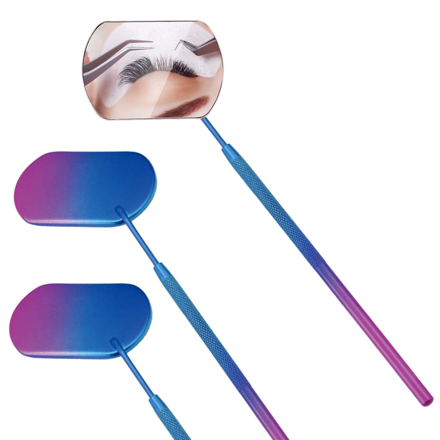 2 Pieces Square Lash Mirror Portable Eyelash Extensions Applicator Supplies Detachable Eyelash Mirror Multi-Function Eyelash Extension Mirror (Gradient)