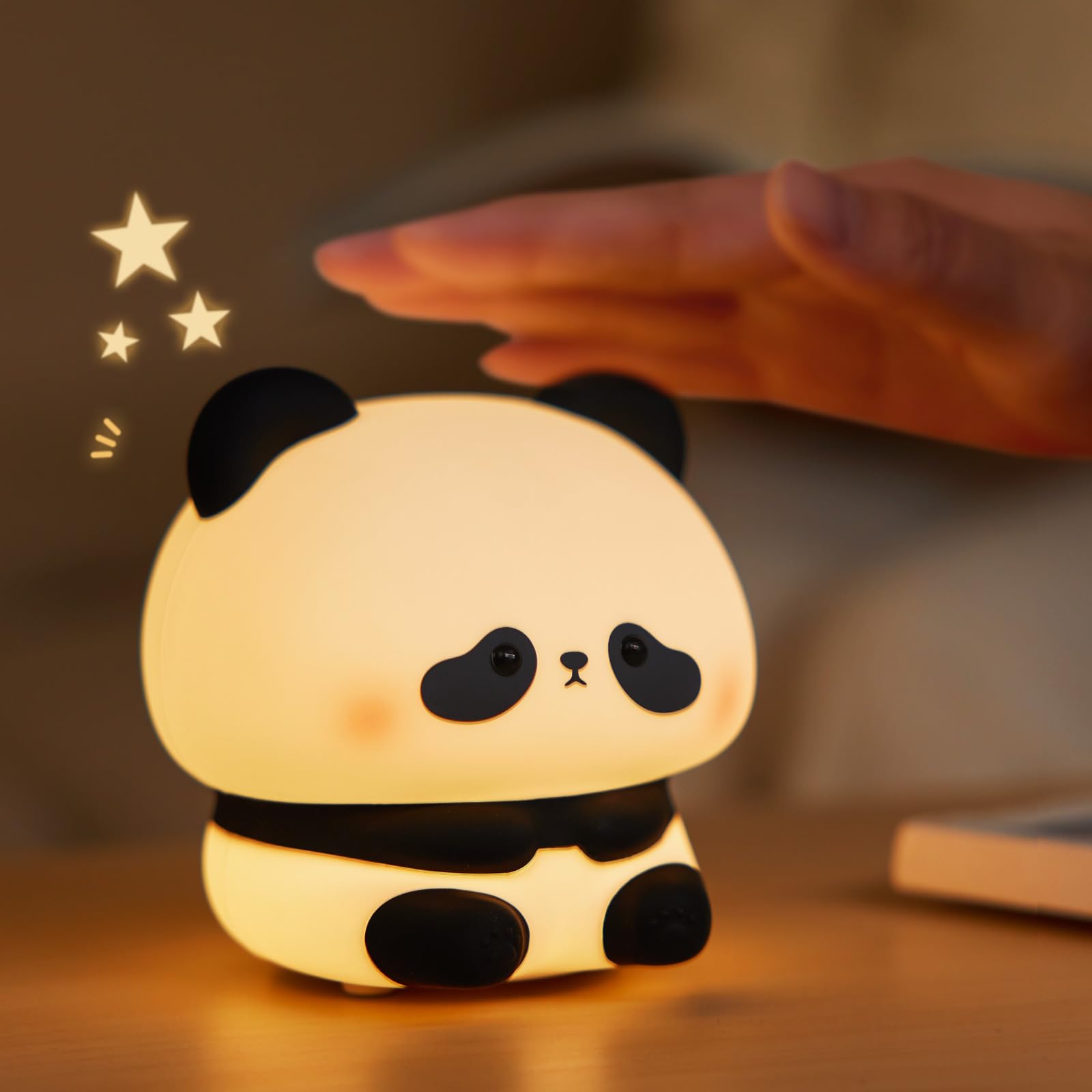 URAQT Panda Baby Night Light, LED Soft Panda Novelty Light, 3 Level Dimmable Toddler Night Light, Rechargeable Touch Light for Breastfeeding Toddlers Baby Decoration (Big Head Panda)