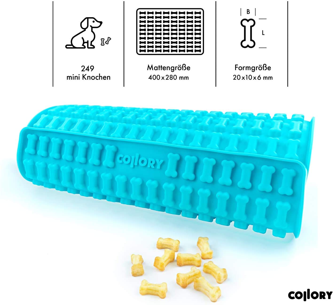 Collory® Mini Bot (2 cm) Siliconen Bakmat, Bakvorm voor mini DIY Hondenkoekjes en Lekkernijen, Botbakvorm, Pralinenvorm, Anti-aanbaklaag en Voedselveilig (BPA-Vrij Collory® Mini Bot (2 cm) Siliconen Bakmat, Bakvorm voor mini DIY Hondenkoekjes en Lekkernijen, Botbakvorm, Pralinenvorm, Anti-aanbaklaag en Voedselveilig (BPA-Vrij