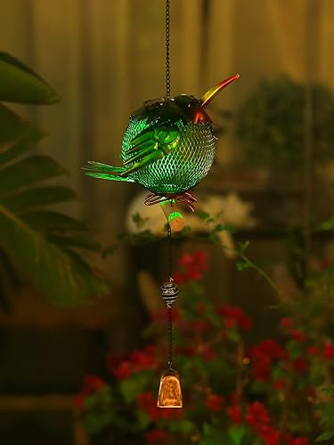 Miniatura 4 de Comedero de Pájaros Solar de Metal, Comederos para Pájaros a Prueba de Ardillas para Exteriores, Linda Forma de Animal (Forma de Colibrí)