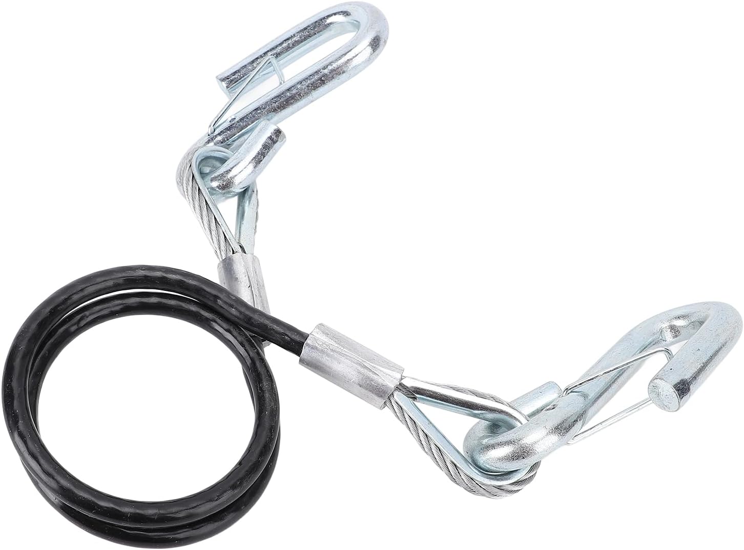 Trailer Safety Cable, Spring Type Anti Drop Rope with S Hook, 3500lbs Load Bearing, 27.6in 70cm Length, High Tensile Wire, for Trailer RV Towed Vehicle (Double S-Hook)
