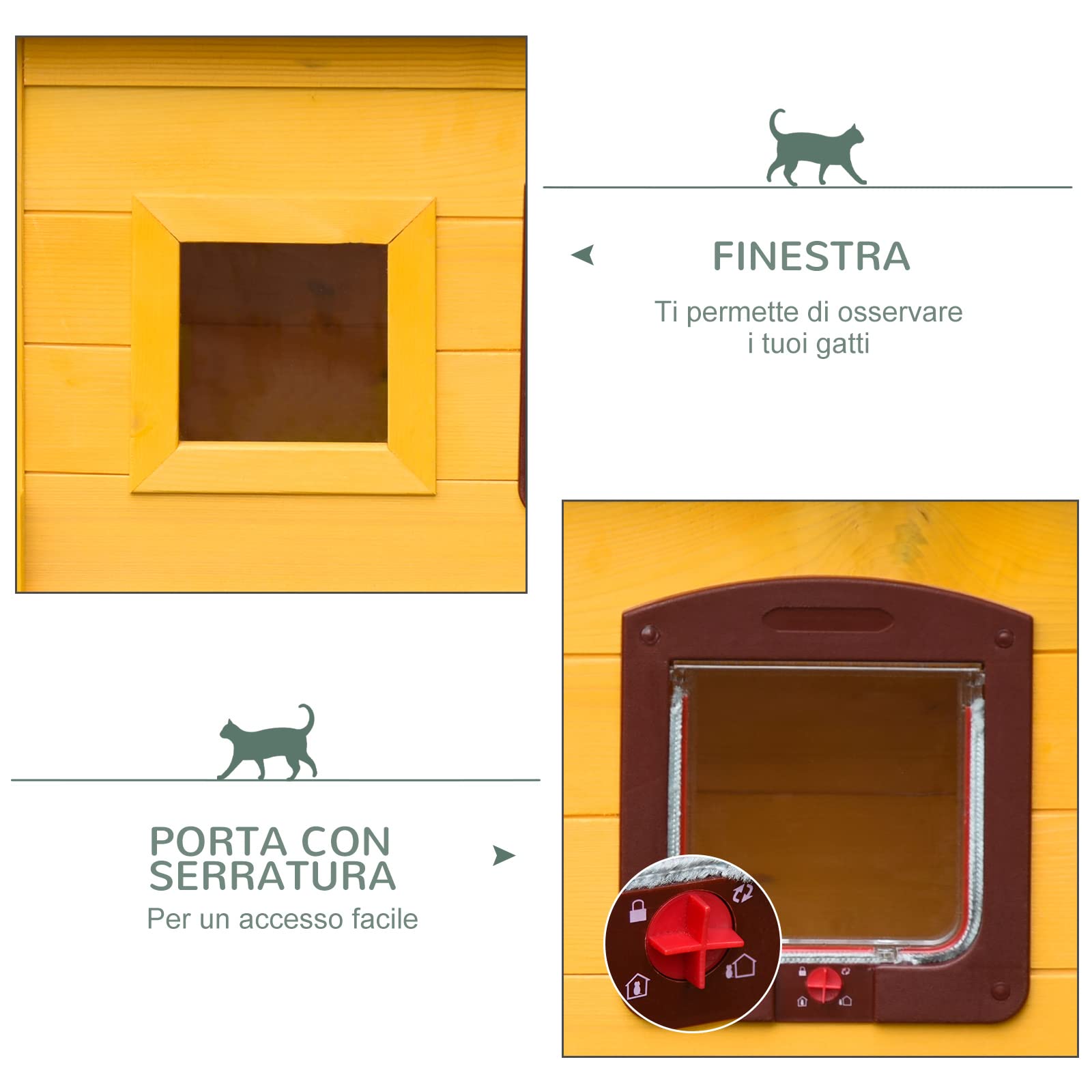 PawHut Cuccia Casetta per Animali Domestici in Legno di Abete, 70x51.5x60cm