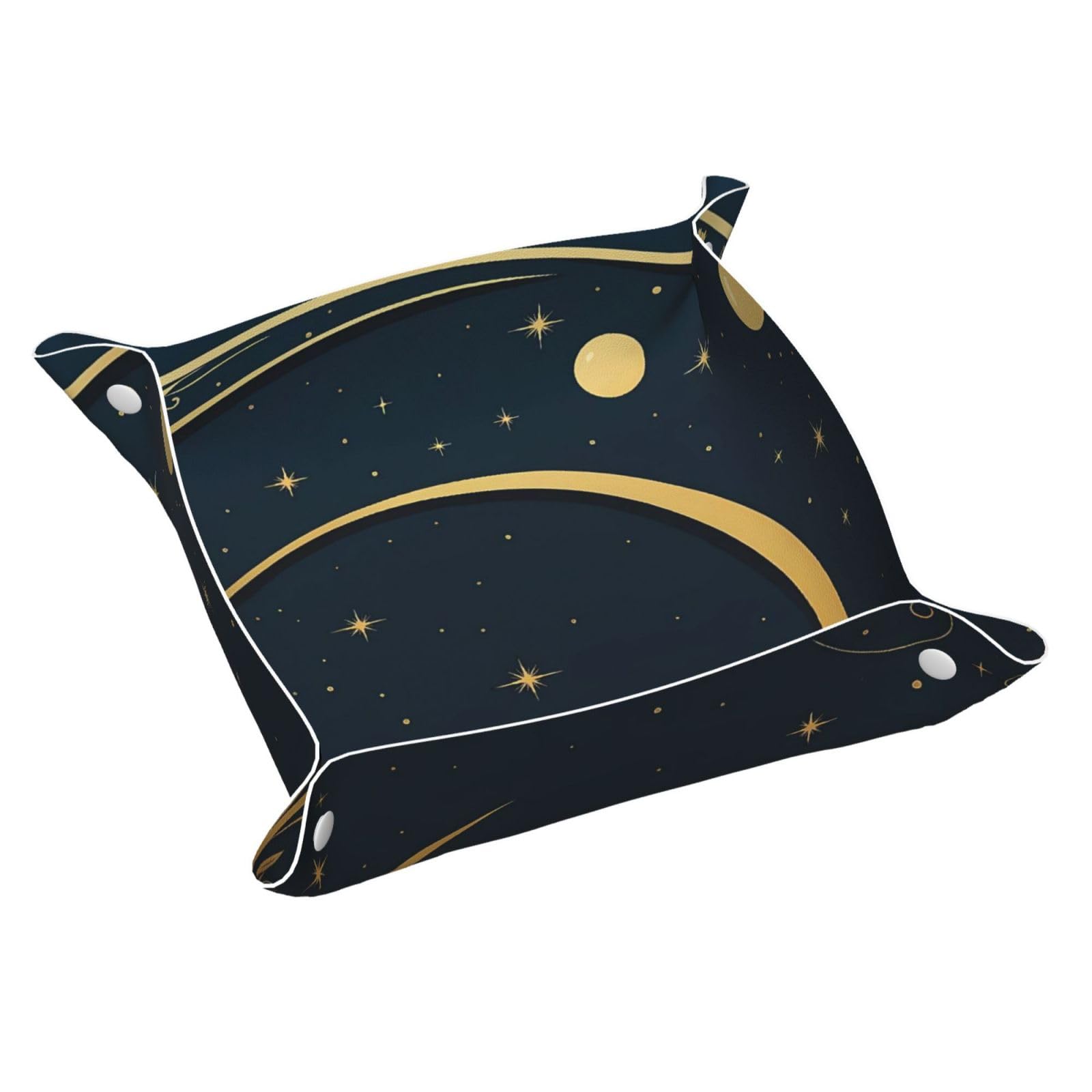 HLBSDM Moon & Starry Tray Men's Leather Valet Parking Portable Entrance Trays Bedside Storage Box