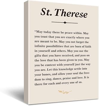Inspirational St. Teresa Quote May Today There be Peace within Poster Canvas Wall Art Painting Ready to Hang for Home/Bedroom/Living Room Decor - Saint Teresa Quote Wall Decor Canvas Gifts - Easel & Hanging Hook 11.5x15 Inch