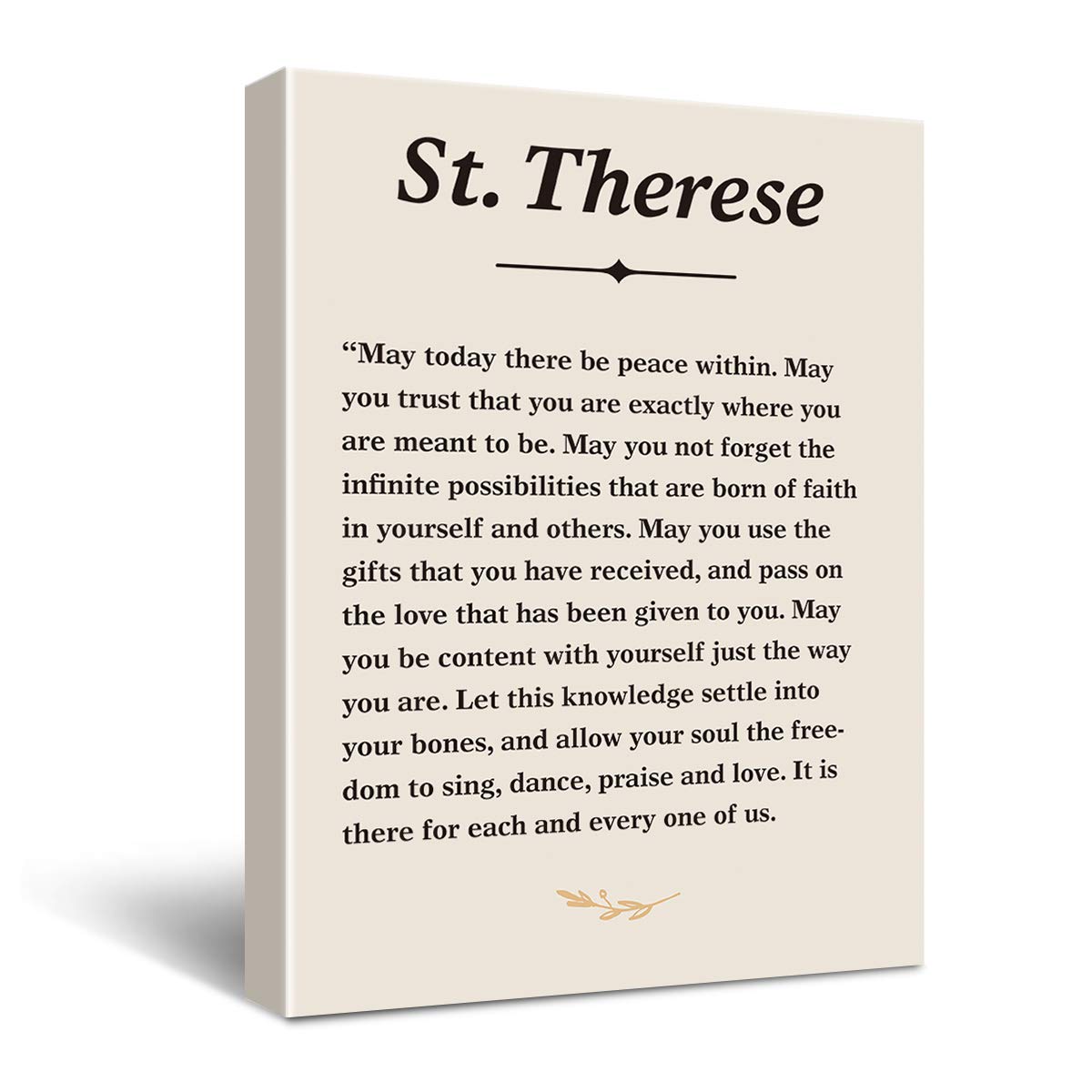 Hijie Inspirational St. Teresa Quote May Today There be Peace within Poster Canvas Art Painting Ready to Hang for Living Room/Bedroom Decor - Saint Teresa Quote Wall Art - 12x15 Inch