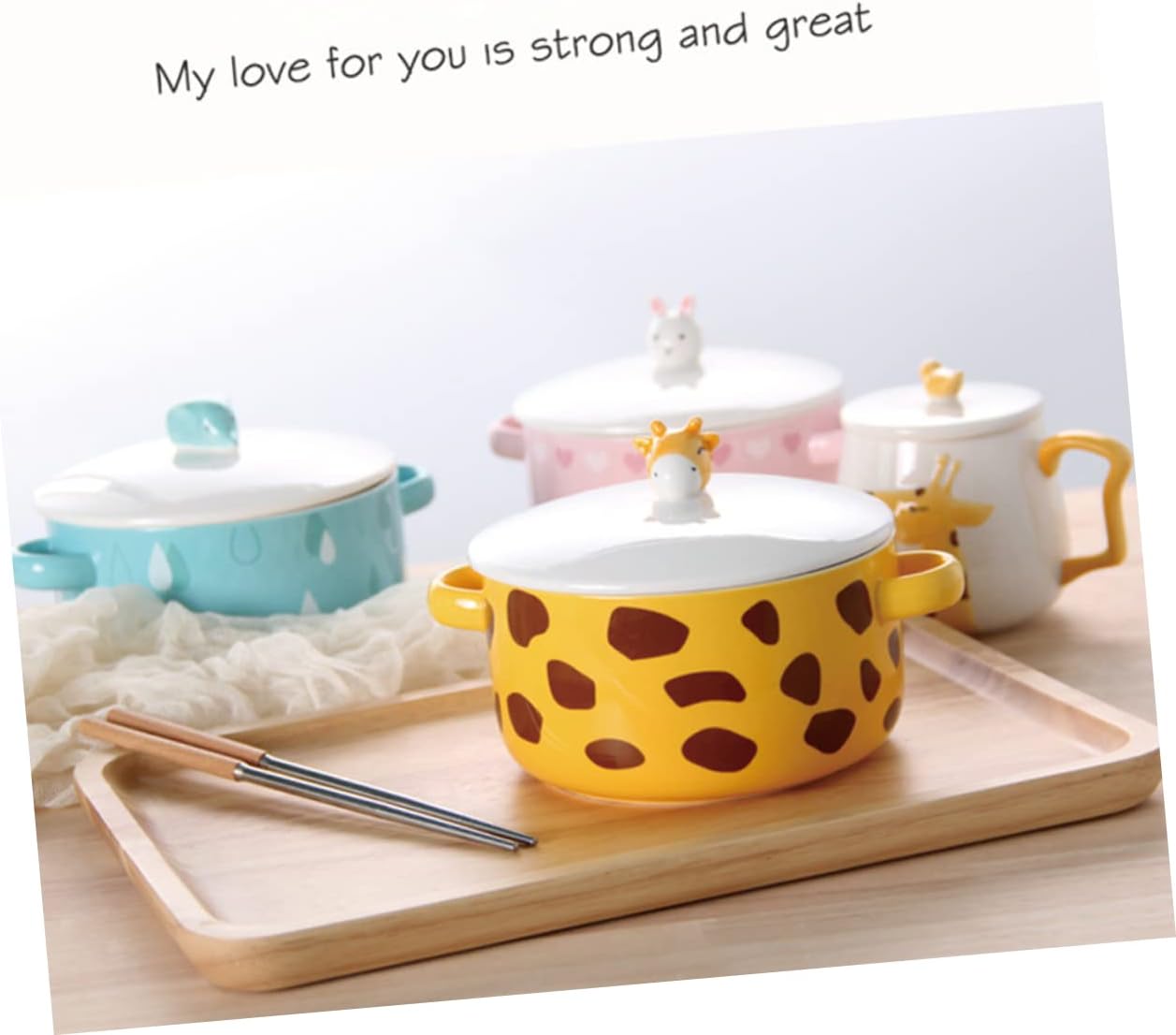 Noodles Bowl Ramen Bowl Lid Cartoon Shape for Home Office School Noodles Container Lid