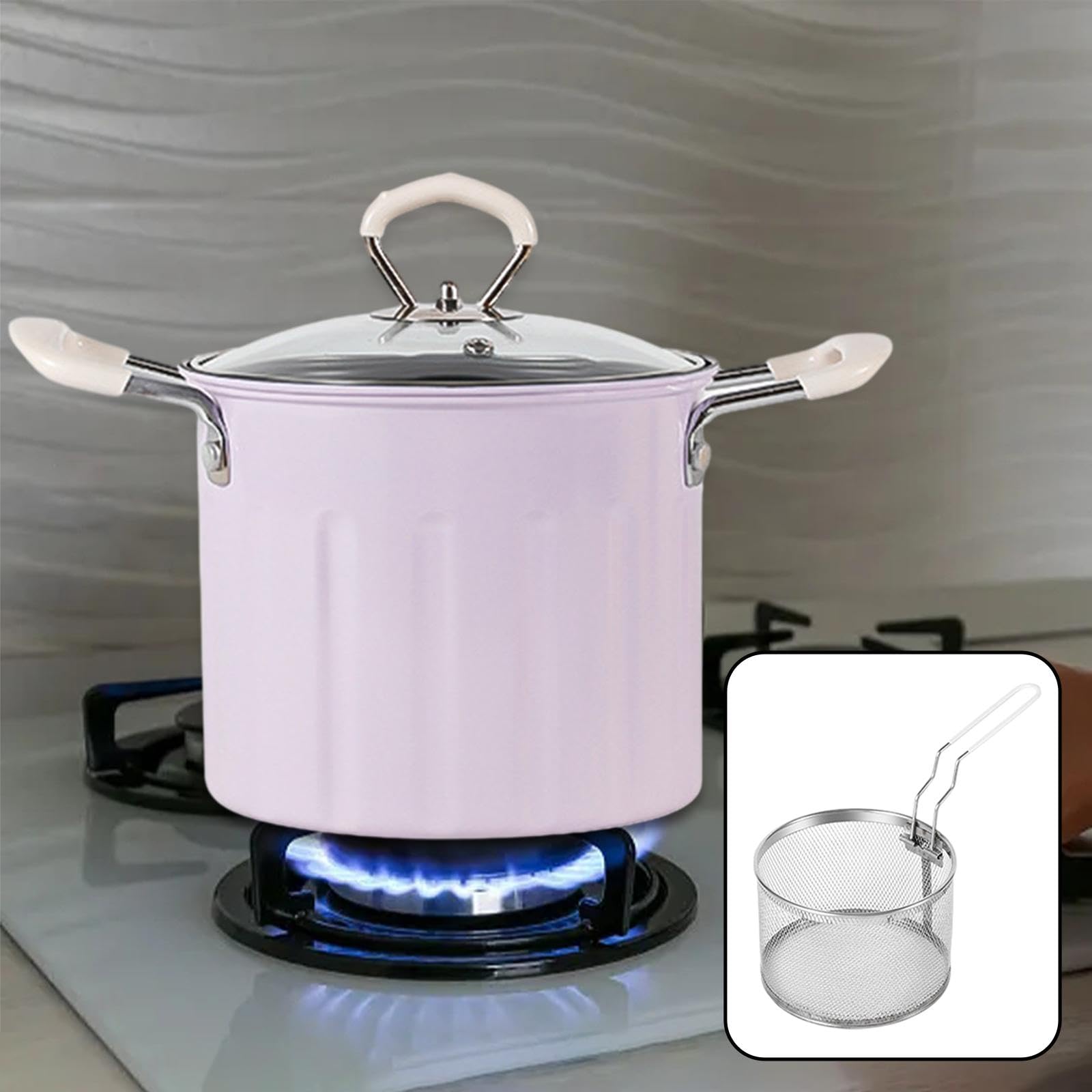 Deep Fryer Pot Japanese Tempura Frying Pot Cooking Tools Frying Pan for Outdoor Party Home Restaurant Chicken, Violet
