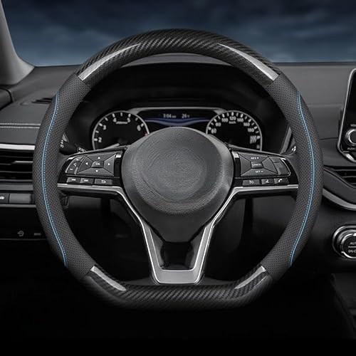 ハンドルカバー アルファード 30系 ヴェルファイア 30系 前期 後期 AYH/GGH/AGH30系 カーボン調+牛革製 Sサイズ ステアリング・パーツ ステアリングカバー 滑り止め 車内装 アクセサリー 内装パーツ 4色選択可能 38CM [並行輸入品