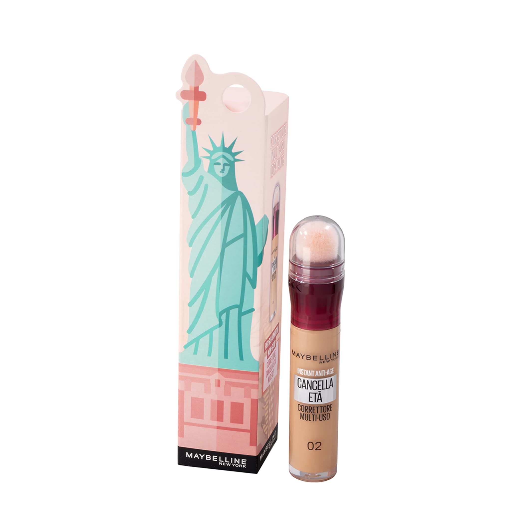 Maybelline New York Corrector de Ojeras Instant Age Rewind 02 Nude Regalo Navidad Borrador Efecto Antienvejecimiento para Bolsas e Imperfecciones Fórmula con Bayas de Goji y Haloxyl