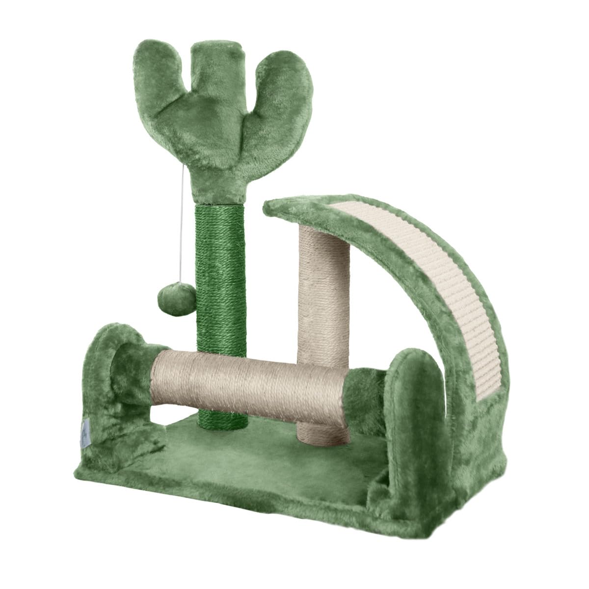 BOWHAUS Cactus Cat Tree, Cactus Cat Tower with Thickened Base, Green Cat Tower for Indoor Small Cats, Cute Cactus cat Tree Tower w/Scratching Post and Interactive Toy, 20-Inch