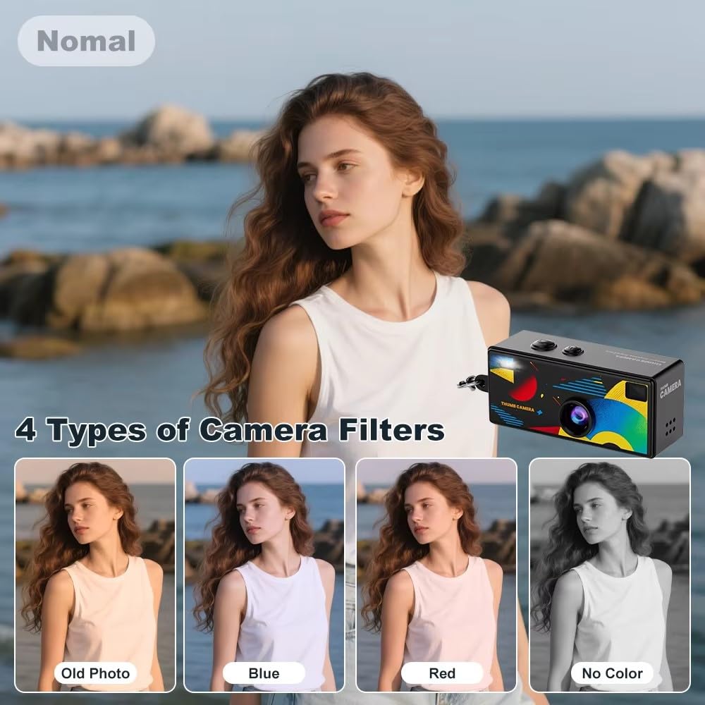 Camara de Fotos Digital Compacta, Maquina Fotografia Digital FHD 1080P, Cámara Pequeña con Tarjeta TF de 32 GB, Llavero Retro con Cámara Fotos Niños (Amarillo)
