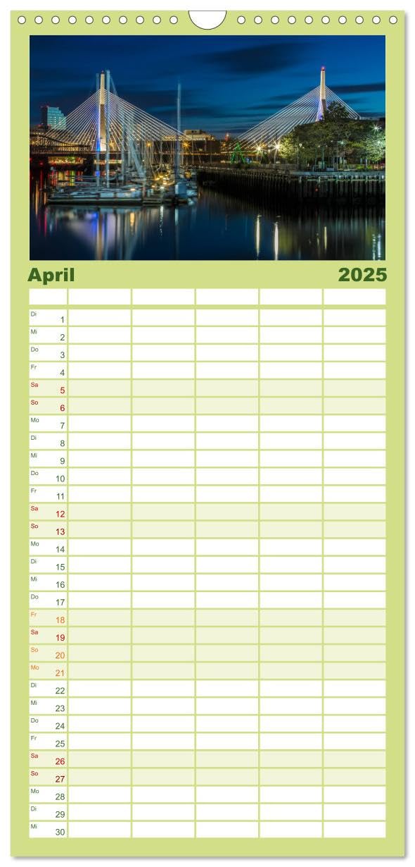 Familienplaner 2025 - Stadtansichten aus Boston mit 5 Spalten (Wandkalender, 21 cm x 45 cm), CALVENDO: Sehenswürdigkeiten und idyllische Orte (CALVENDO Orte)