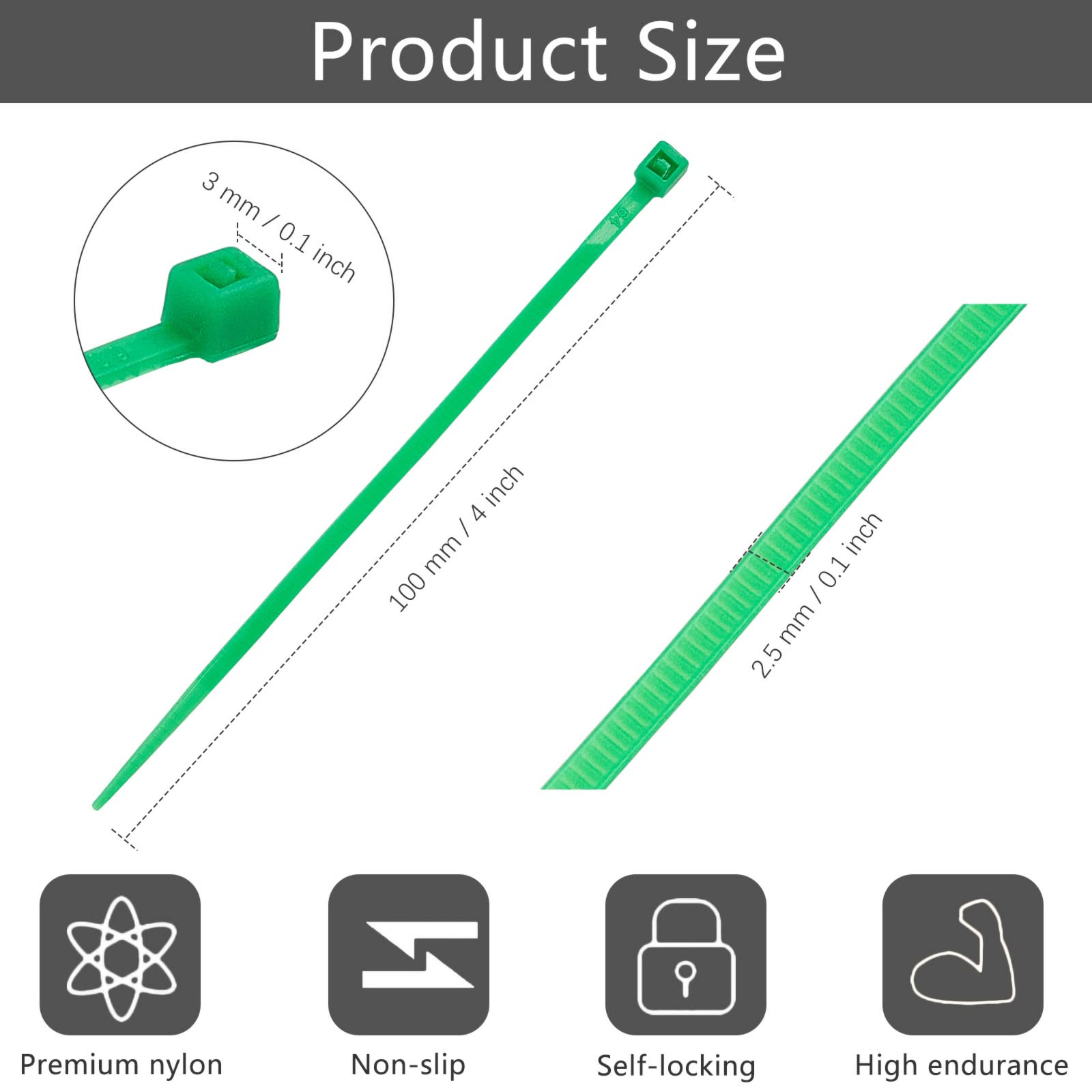 100 Stück Grüne Nylon-Kabelbinder 20,3 Cm – Für Garten, Zum Pflanzen Anbinden, Spalier Befestigen