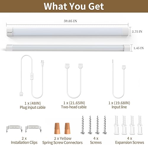 Miniatura 4 de Luz LED Enlazable para Tienda para Cochera de 5 pies, con cable con enchufe, Luz de Armario LED Impermeable Airand, Lámpara para debajo del gabinete
