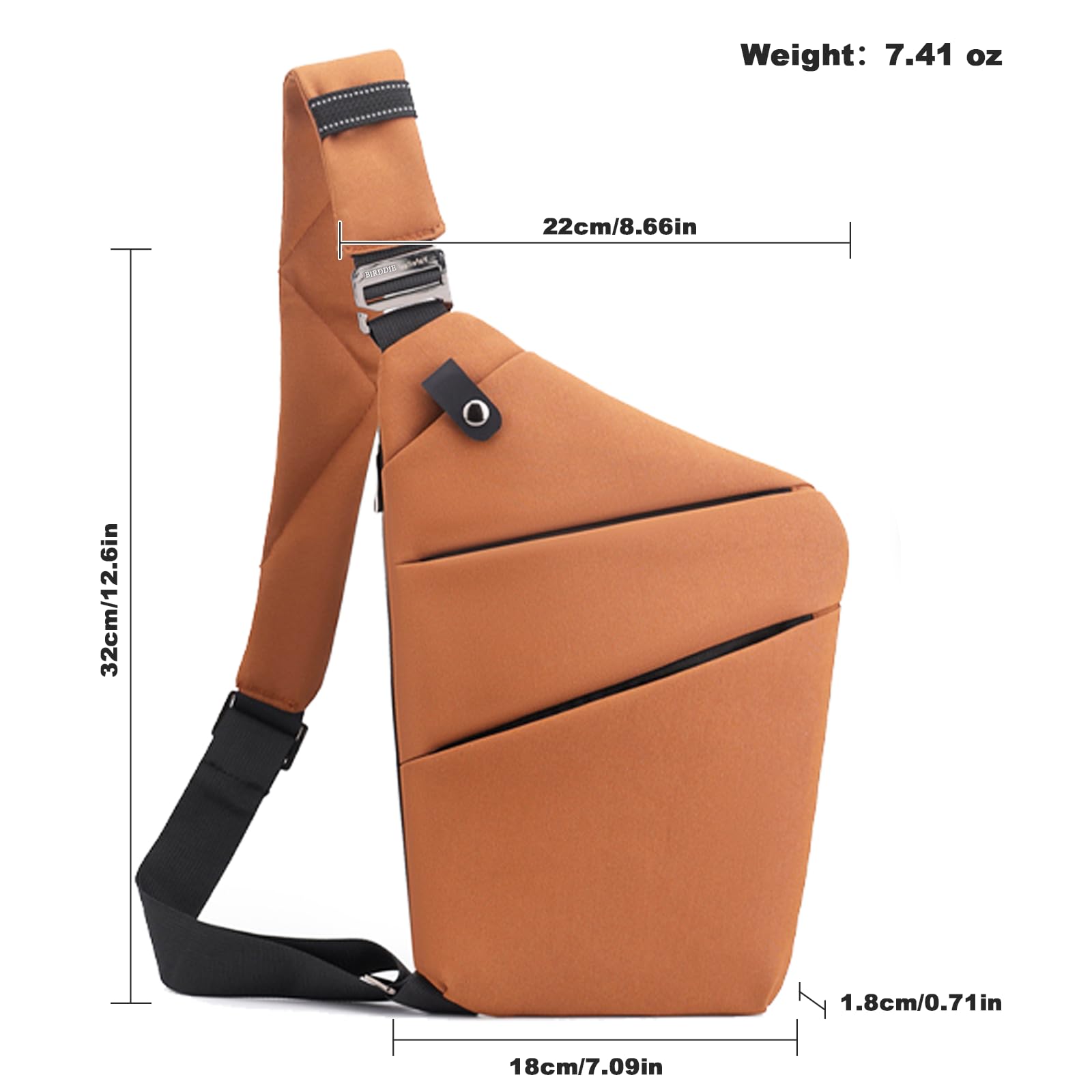 BIRDDIE Sacoche Bandoulière Homme Femme Sac de Poitrine Antivol Voyage Cyclisme Moto Sling Bag