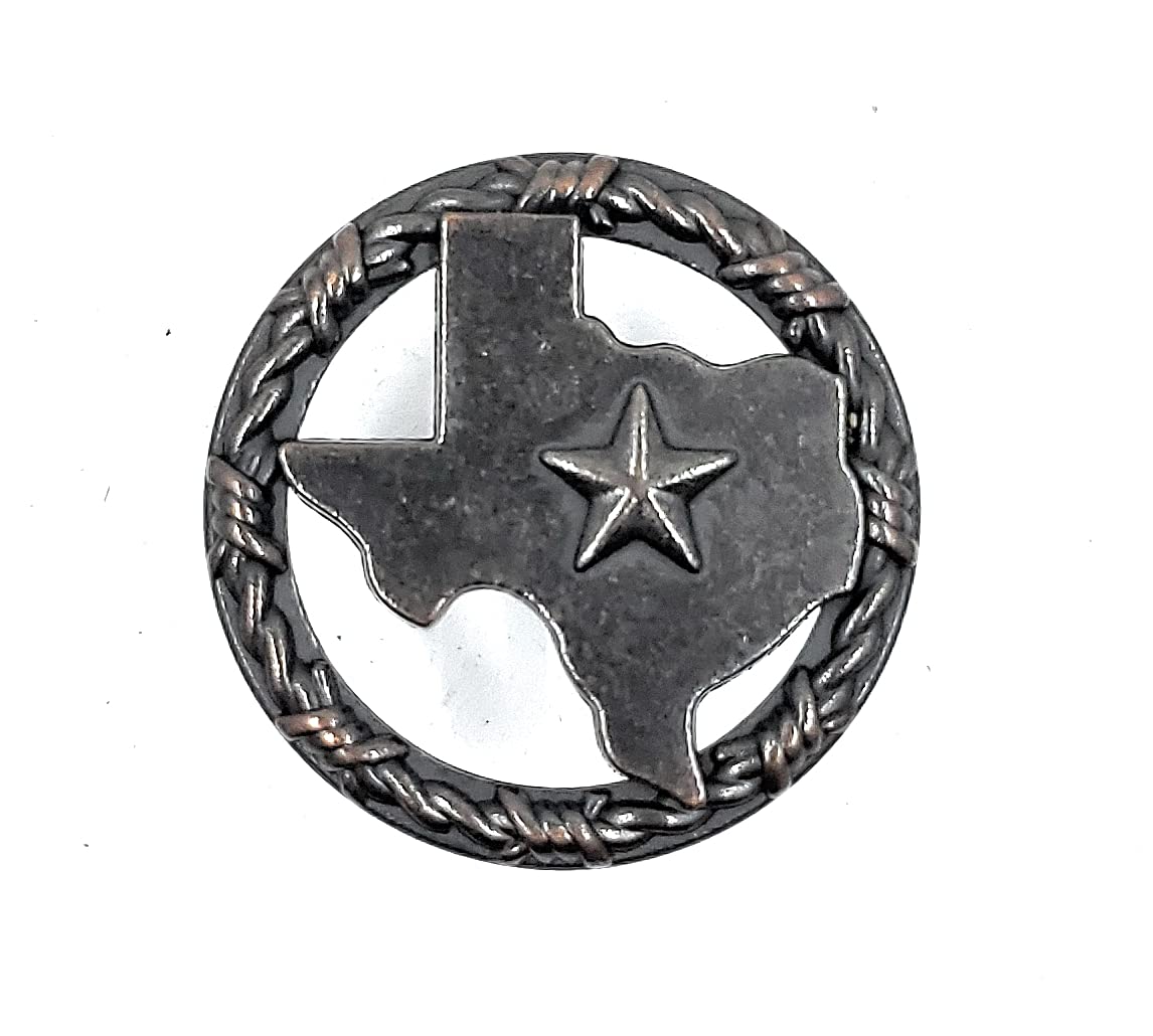 State of Texas with Star and Barbwire Cabinet Knobs Set of 8