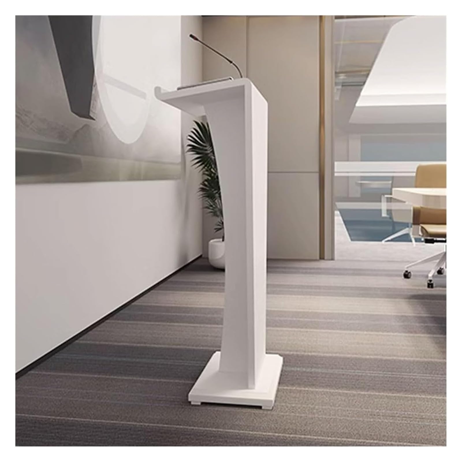 Lutrin moderne en bois polyvalent pour présentations, hôtel, réception, bureau, design en bois blanc, idéal pour les événements, les conférences en public et les slish
