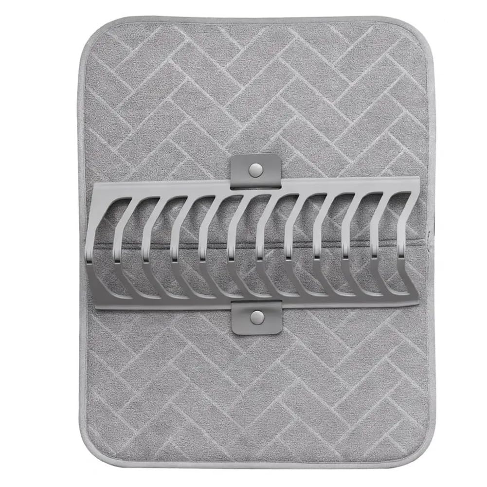 UDSKNV[KSL Super Absorbent Dish Drying Mat Featuring Stackable Shelf for Efficient Kitchen Organization Storage Space Management