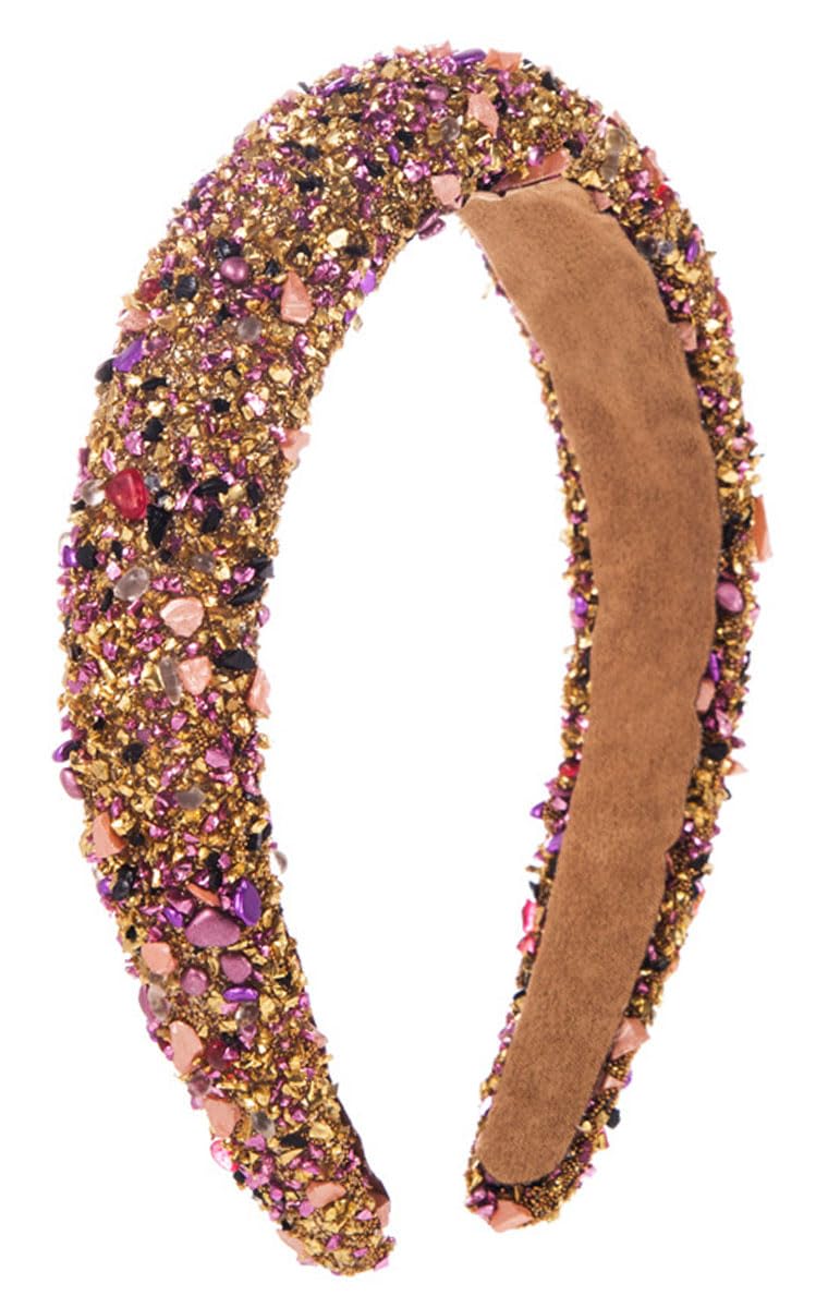 scicent Hair Bands for Women Wide Alice Bands Rhinestone Headbands Glitter Padded Hair Accessories Crystal Embellished Hairband Elastic Head Bands Adult Women 16620