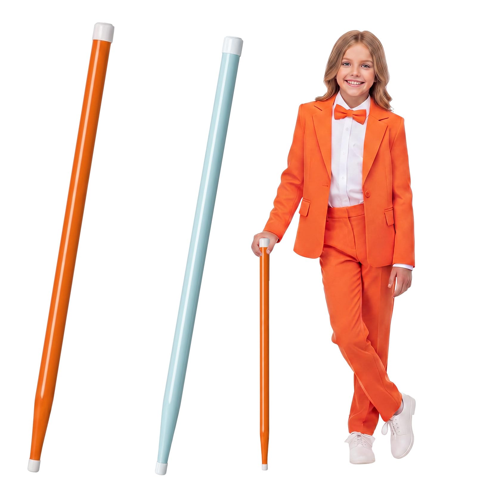 2 Pack Blue and Orange Cane, Wooden Halloween Costume Accessory