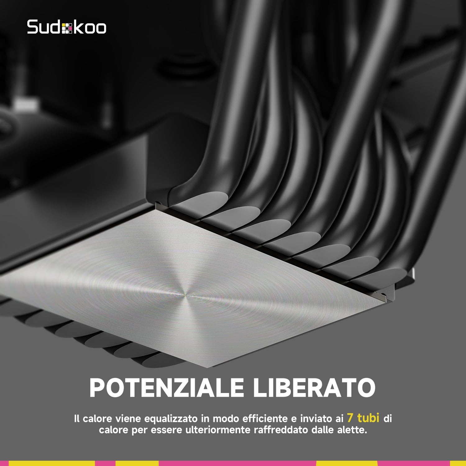 Sudokoo SK700V Dissipatore AM5 : CPU Cooler con Schermo Digitale Solo per AM5 - Dissipatore ad Aria a Torre Singola con 7 HeatPipes & FDB Ventola PC 120mm, Libertà di RAM Completa, Garanzia 5 Anni.